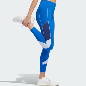 Adidas 7/8 High Rise BT Block Tight Leggings In Blue XS